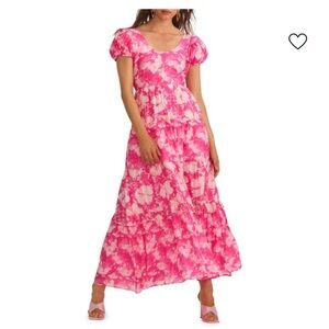LoveShackFancy Karalie Pink Hibiscus Maxi Dress